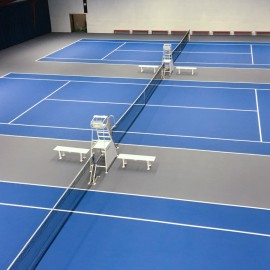 Aanleg van indoor hardcourt tennisterreinen voor Sporting Club Hove - afbeelding